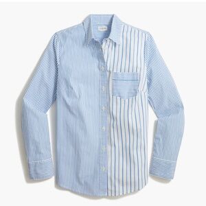 J. Crew Striped cotton-blend poplin shirt in signature fit Size M
